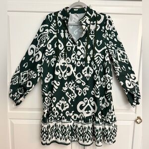 Green and White Floral Dress (Avara) - L
